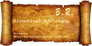 Birnstingl Rázsony névjegykártya